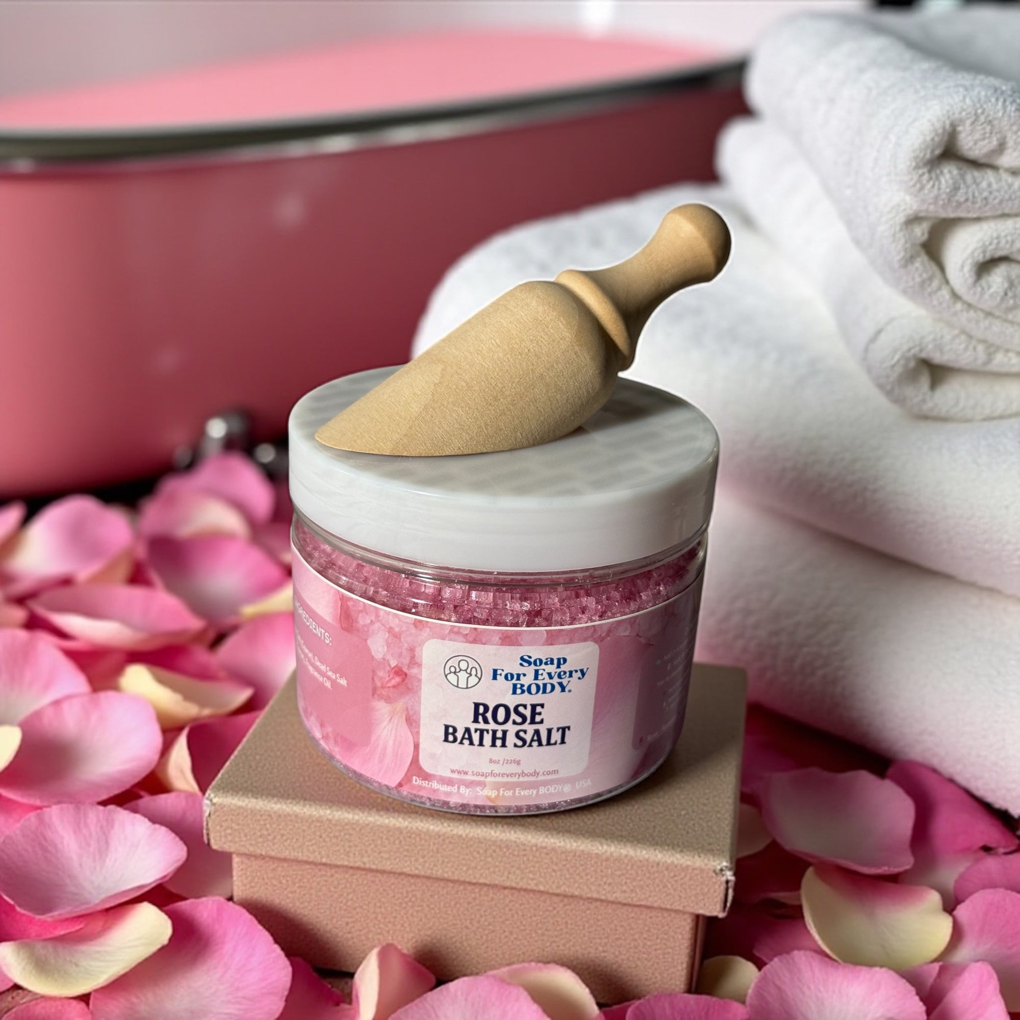 Rose Bath Salt with Scoop · 8oz